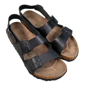 Betula by Birkenstock Sandals Men’s 10 Milano Strappy Black Leather Buckle Open